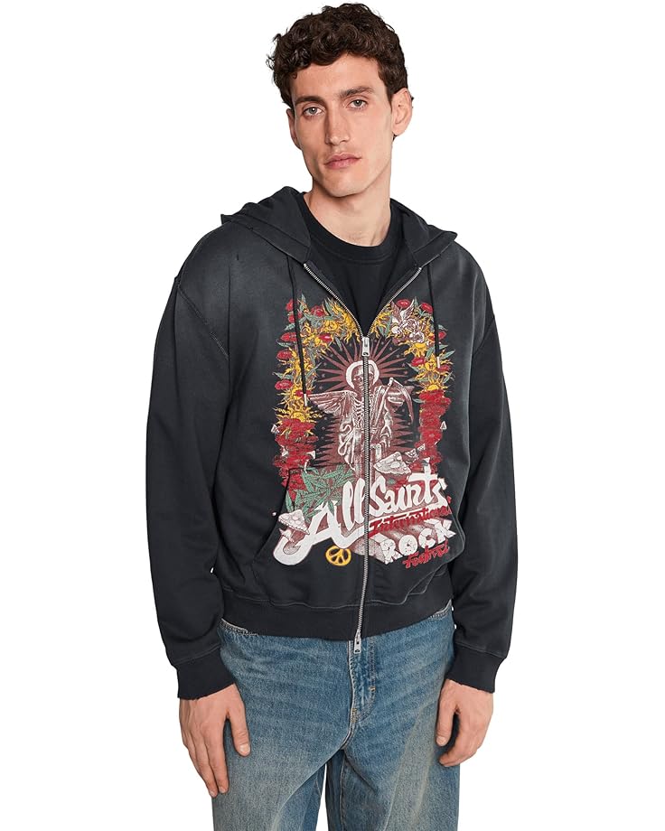 AllSaints Мужская толстовка на молнии в стиле Рок