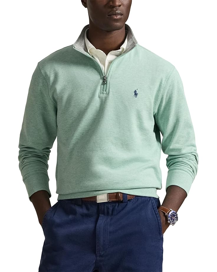 Polo Ralph Lauren Мужской пуловер из роскошного джерси с длинным рукавом и застежкой-молнией на четверть