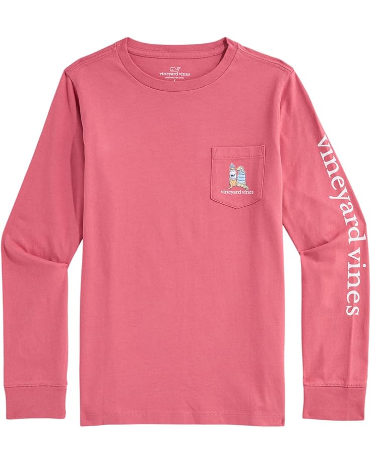 Vineyard Vines Kids Футболка Sunset Ski Pups с длинным рукавом (для малышей / Маленьких детей / больших детей)