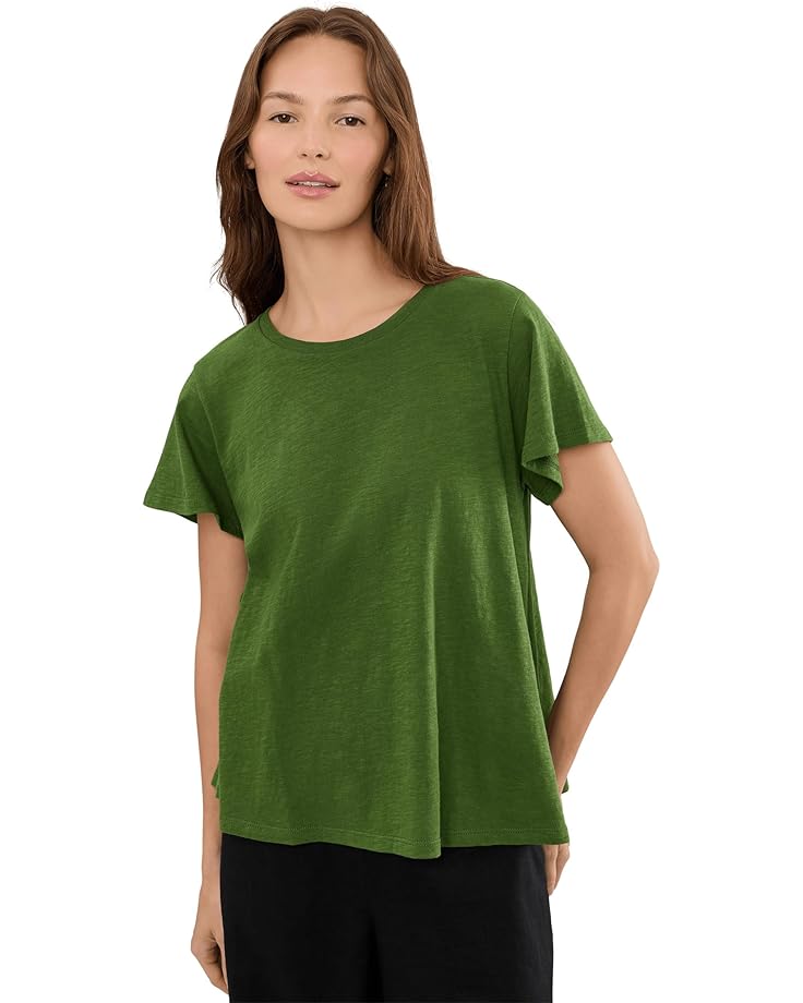 Eileen Fisher Женский облегающий топ из органического хлопка с круглым вырезом из джерси