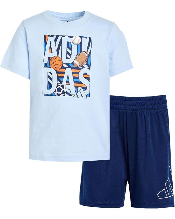 adidas Kids Незаменимый комплект хлопковых шорт-футболок с графическим рисунком (для младенцев)