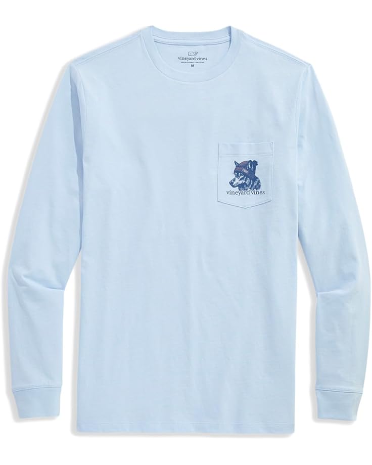 Vineyard Vines Мужская футболка с карманами для собак Husky Ski Dog с длинным рукавом