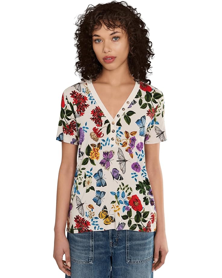 Johnny Was Женская футболка The Janie Favorite от Henley с коротким рукавом- Кэлен
