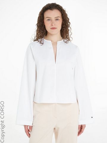 Tommy Hilfiger Блузка хлопчатобумажная однотонная V-образная С88882134-4283