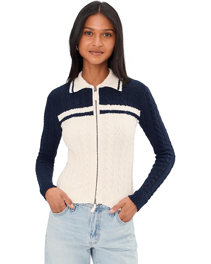 Madewell Женский кардиган из хлопка букле Kerry с цветными блоками и застежкой-молнией