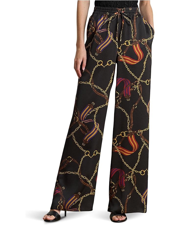 Lauren Ralph Lauren Женские широкие брюки Charmeuse с принтом на поясе
