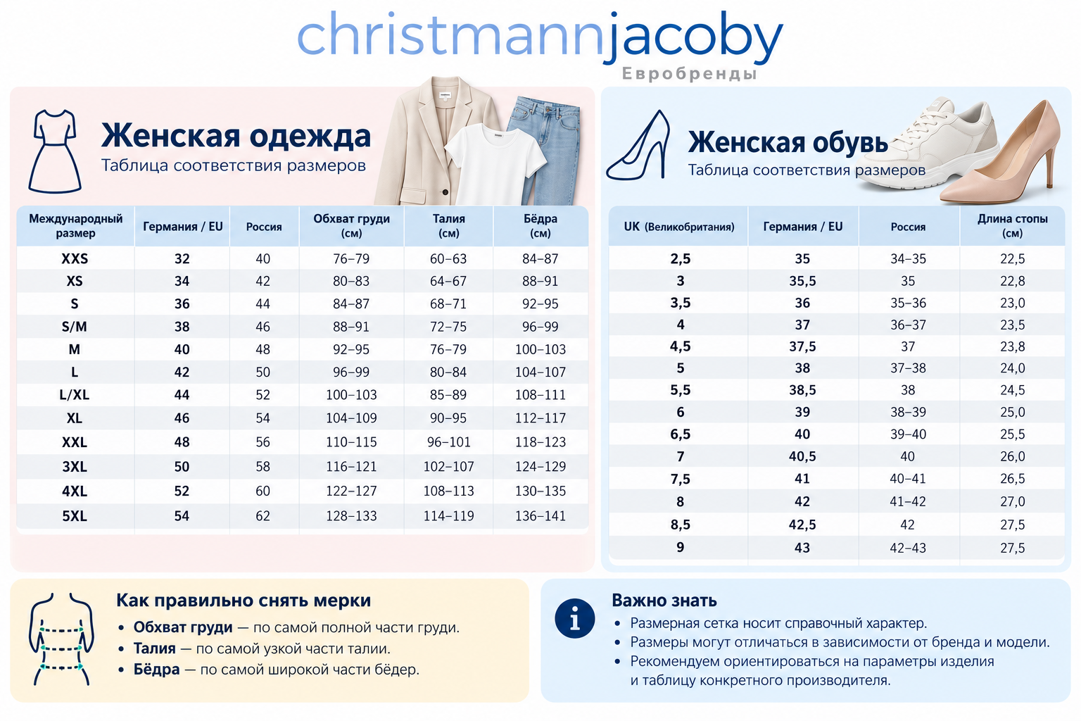 Таблица размеров