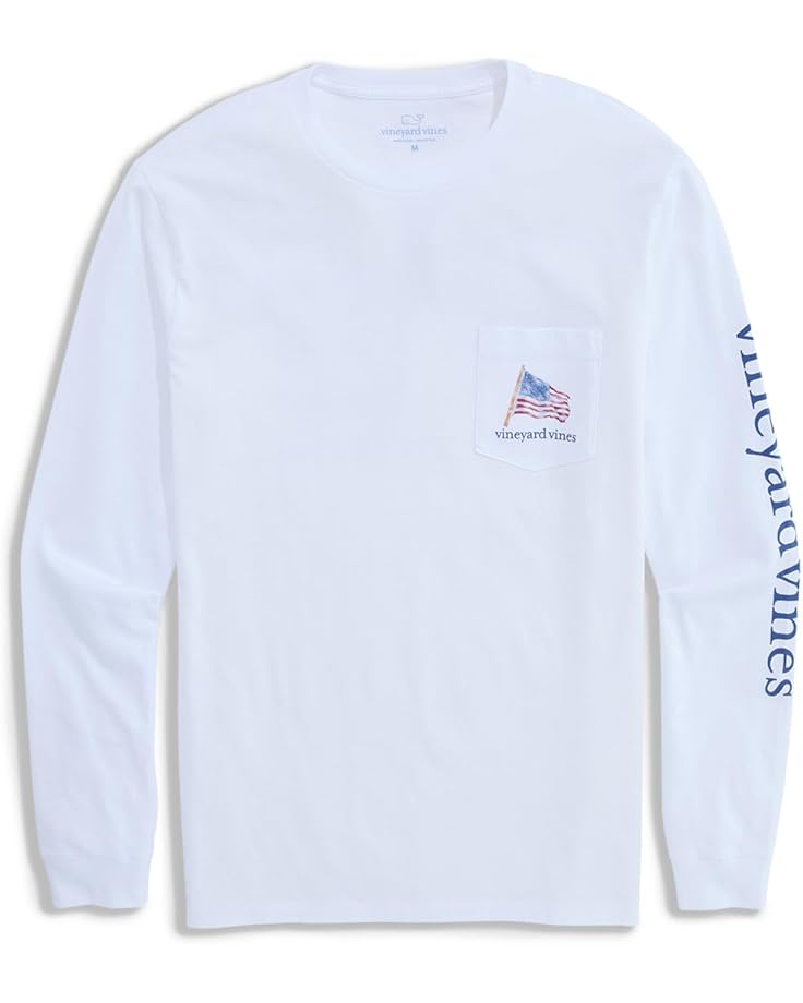Vineyard Vines Мужская футболка с длинным рукавом, украшенная блестящим морским флагом