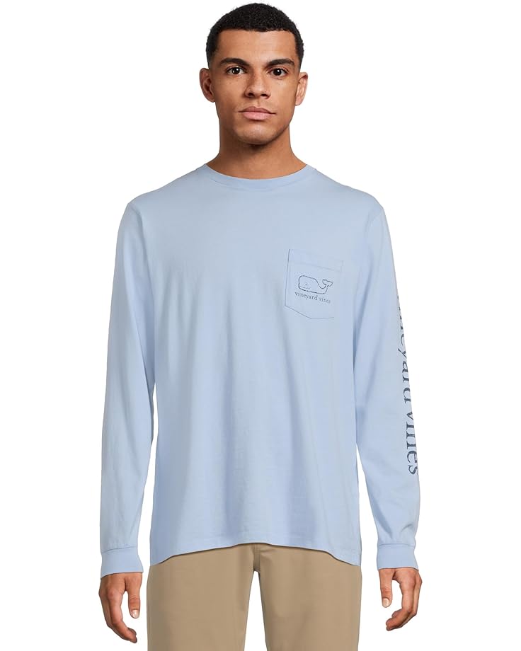 Vineyard Vines Мужская винтажная футболка с карманом в виде кита с длинным рукавом
