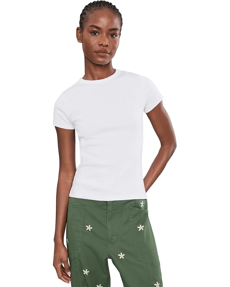 Madewell Женская футболка в рубчик с коротким рукавом и круглым вырезом горловины по центру спинки