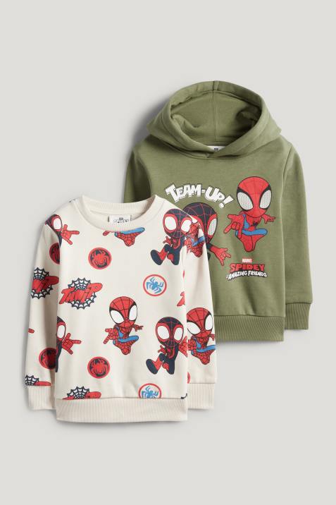 C&A Многослойная толстовка с капюшоном и толстовка Spidey из 2 предметов 2247291 бежевый / зеленый