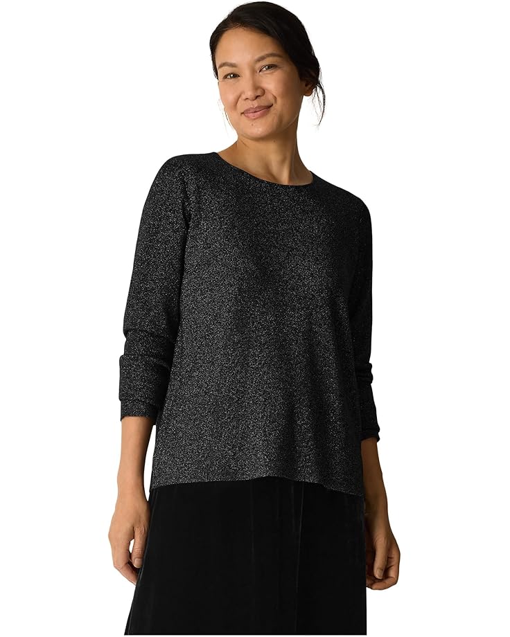 Eileen Fisher Женский шерстяной свитер с круглым вырезом и люрексом