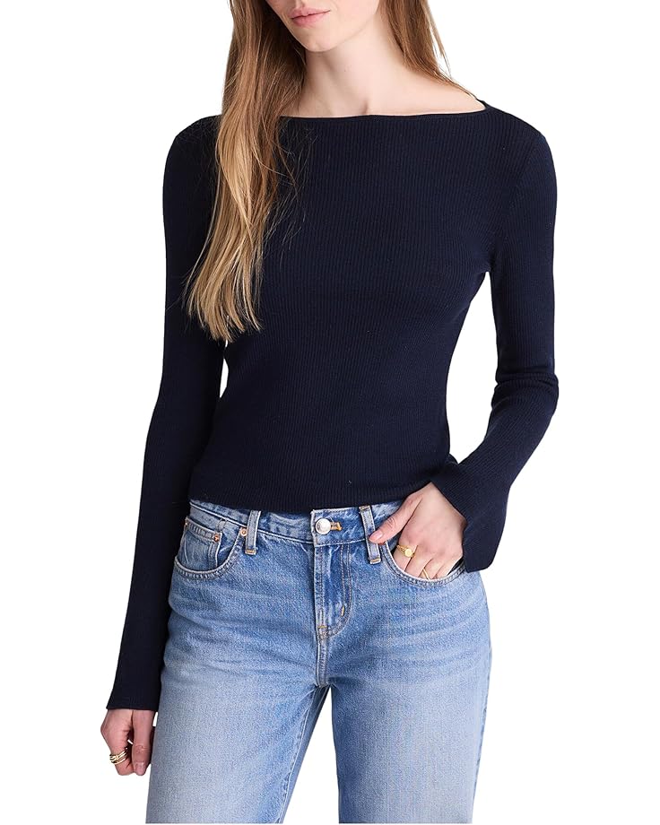 Madewell Женский свитер с расклешенными рукавами и вырезом лодочкой из смеси мериносовой шерсти и шелка