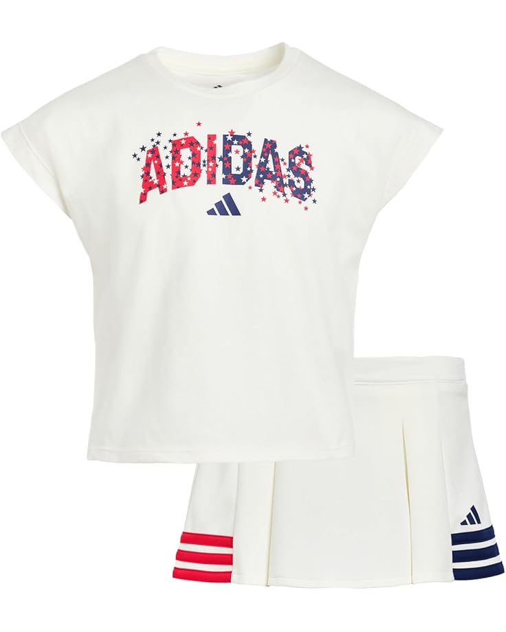 adidas Kids Плиссированный комплект Skort с футболкой-боксом (для малышей/Little Kid)