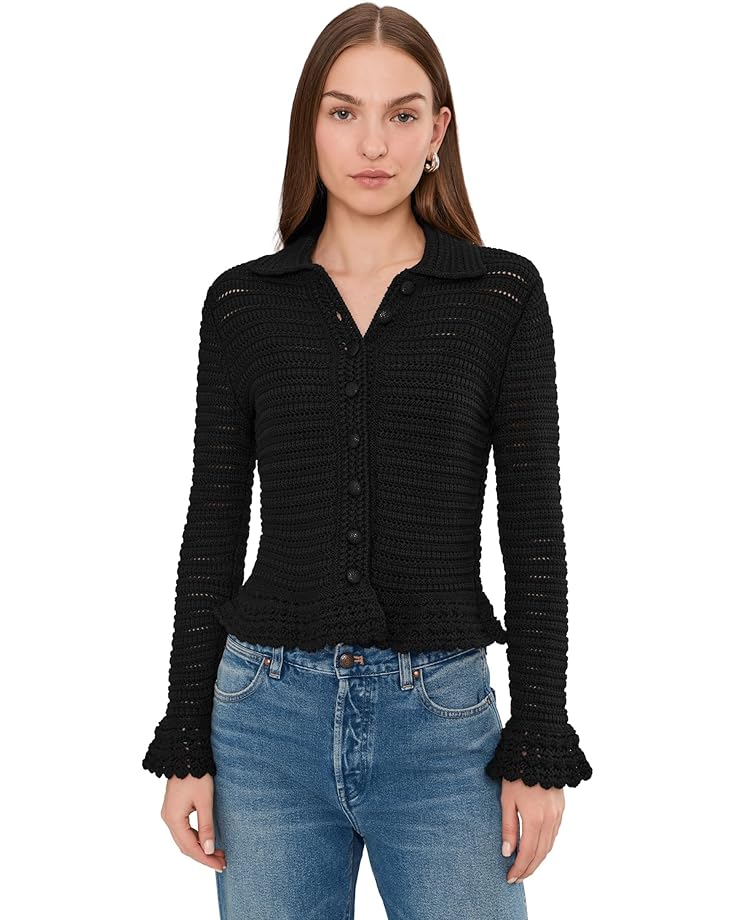 Madewell Женский кардиган с баской из трикотажа в горошек