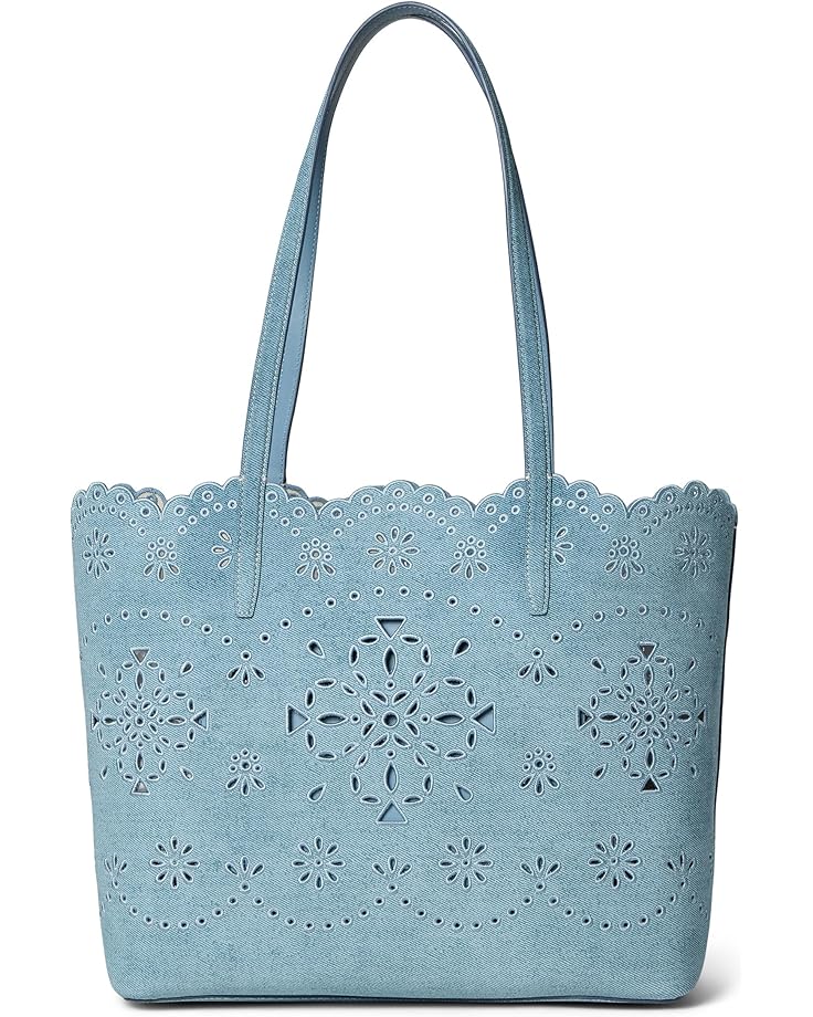 Kate Spade New York Женская большая сумка-тоут из джинсовой ткани с перфорацией в виде цветка лопаты "Сделай все сам"