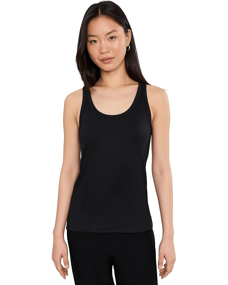 Eileen Fisher Женская облегающая майка из органического хлопка с круглым вырезом и эластичными ребрами