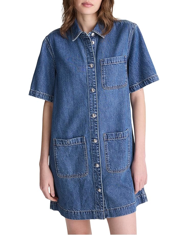 Madewell Женское воздушное джинсовое платье-мини-рубашка свободного покроя из джинсовой ткани