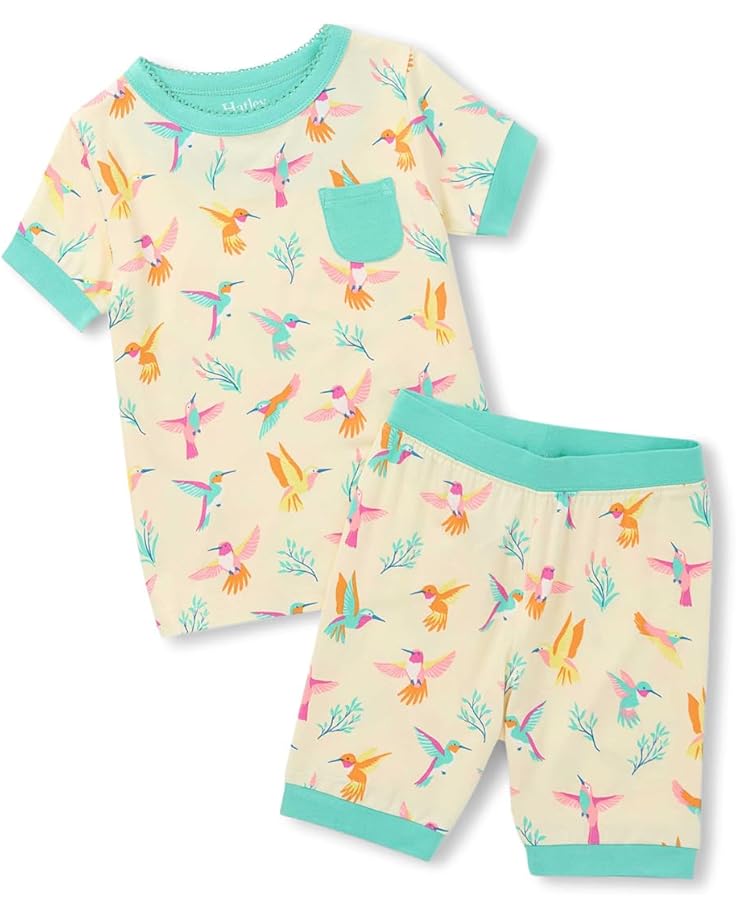 Hatley Kids Весенний комплект короткой пижамы из бамбука с изображением Колибри (для малышей / Маленьких детей / больших детей)