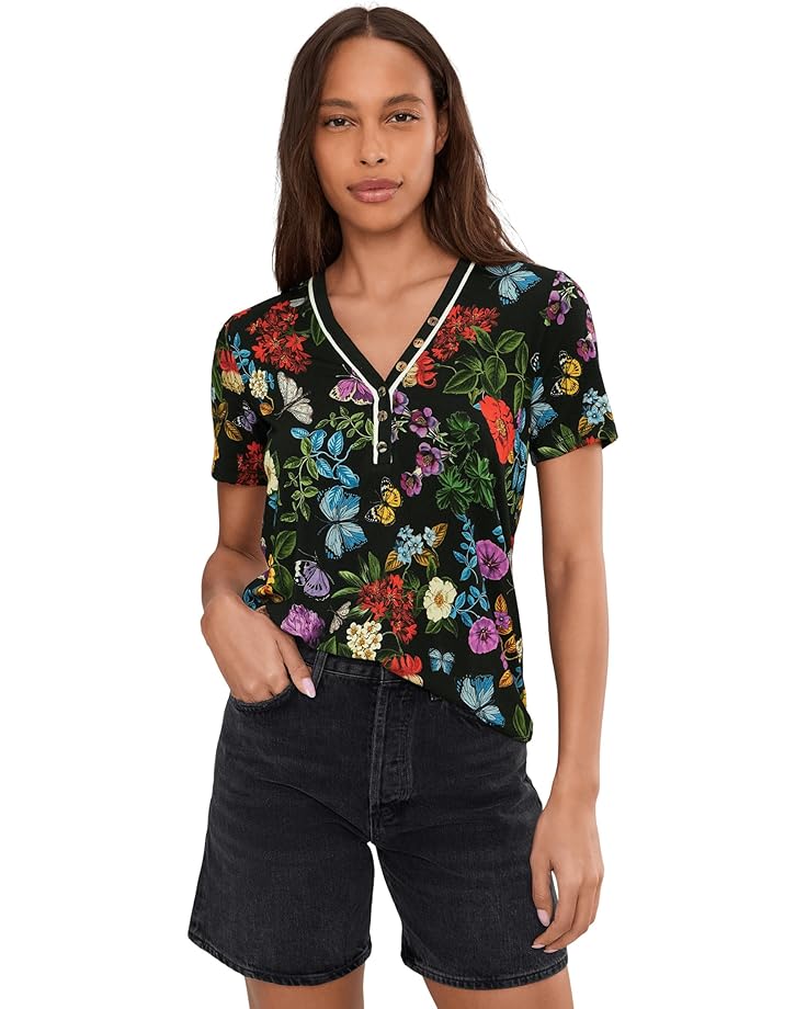 Johnny Was Женская футболка The Janie Favorite от Henley с коротким рукавом- Кэлен