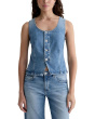 Teagan Fitted Denim Vest in Helios