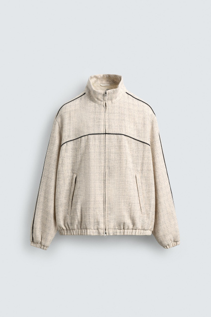 Zara КВАДРАТНАЯ КУРТКА С ТЕКСТУРНЫМ РИСУНКОМ И КОНТРАСТНОЙ ОТДЕЛКОЙ 499211060-712-2