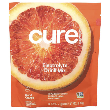 Cure Hydration, Смесь для приготовления электролитов, красный апельсин, 14 пакетиков по 7,7 г (0,27 унции)