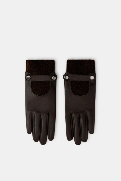 Zara ПЕРЧАТКИ ИЗ ИСКУССТВЕННОЙ КОЖИ СО СМЕСЬЮ ШЕРСТИ 505335544-700-2