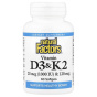 Natural Factors, витамины D3 и K2, 25 мкг (1000 МЕ) и 120 мкг, 60 капсул