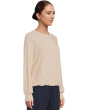 Tia Ribbed Crew Neck Sweatshirt w/ Smocked Cuffs