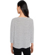 Striped Organic Linen Jersey Bateau Neck 3/4 Sleeve Top