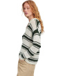 Stripe Madeleine Open Stitch Long Sleeve Polo
