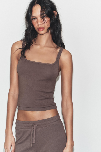 Zara ХЛОПЧАТОБУМАЖНЫЙ ТОП С модальным принтом 540365326-737-2