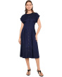 Cap Sleeve Solid Cotton A-Line Midi
