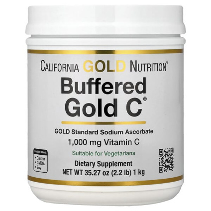 California Gold Nutrition, Buffered Gold C®, некислый витамин C в порошке, аскорбат натрия, 1 кг (2,2 фунта)