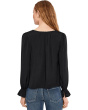 Petite Long Sleeve Button Front Woven Top with Smocking