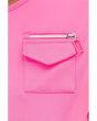 Crew Neck Pocket Lux Fabric Pink