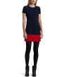Two-Tone Button-Trim Crepe Shift Dress