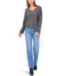 V-Neck with Contrast Crochet Stitch At Seam