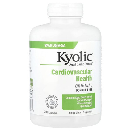 Kyolic, Aged Garlic Extract™, выдержанный экстракт чеснока, добавка для здоровья сердечно-сосудистой системы, оригинальный состав, формула 100, 300 капсул (300 мг в 1 капсуле)