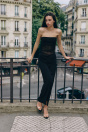 Zara ПЛАТЬЕ-МИДИ ИЗ ЧЕРНОГО ДРАПИРОВАННОГО МАТЕРИАЛА