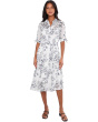 Short Sleeve Floral Chiffon Shirt Dress