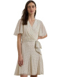 Polka Dot Georgette Surplice Dress