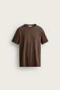 Zara Базовая ОБЛЕГАЮЩАЯ ФУТБОЛКА /01 коричневый