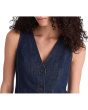 Long Line V Neck Vest In Rinse Wash