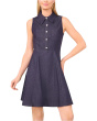 Sleeveless Fit & Flare Collared Dress