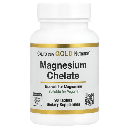California Gold Nutrition, хелат магния с кальцием, 90 таблеток