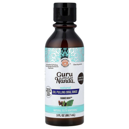 GuruNanda, ополаскиватель для полости рта с натуральным вкусом масла, Farmed Mint™, 88,7 мл (3 жидк. унции)