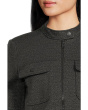 Ponte Twill - Zipper Closure Crop Jacket with Patch Pockets and Snaps Details