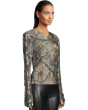 Long Sleeve Shoulder Pad V-Neck Top